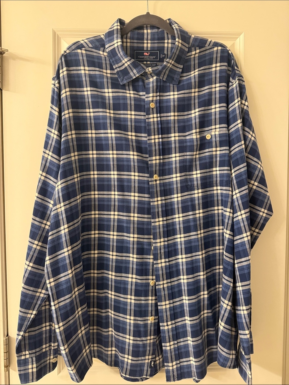 Vineyard Vines Navy and White Plaid Button-Down Shirt